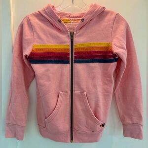 Aviator Nation 5-Stripe Zip-Up Hoodie in Light Pink